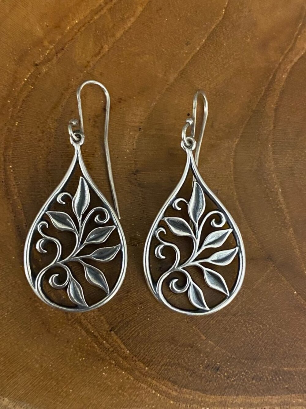 RETIRED James Avery Abounding Vines Dangle Earrings, Sterling Silver